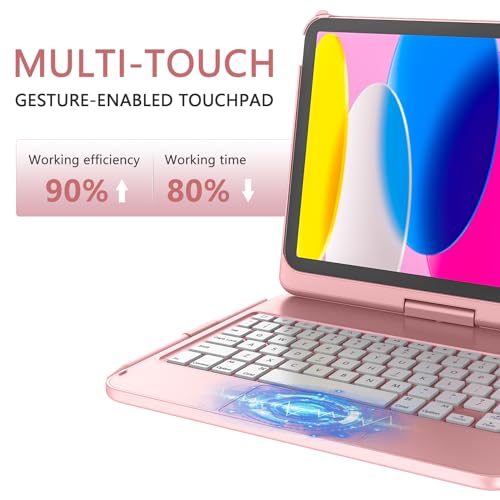 Étui pour iPad 10e génération avec clavier rotatif 360 et pavé tactile