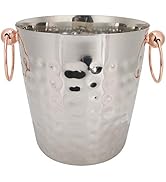 Secchiello Per Ghiaccio Bewinner A Doppia Parete - Acciaio Inox 3L - Con Coperchio E Maniglie - Per Feste, Picnic, Barbecue - 5