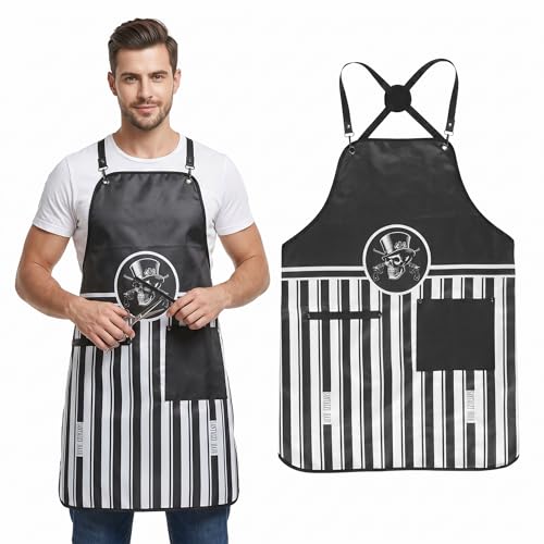 FOMIYES Tablier De Coiffeur Homme Imperméable Avec Poche 32.28X26.77 Pouces Léger Tablier De Barbier Pour Salon De Coupe De Cheveux Professionnel