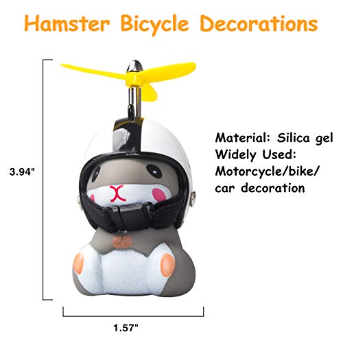 wonuu Duck Bike Bell with Light and Helmet Cute Hamster Bicycle Horn, Dashboard Decoration Hamster Motorcycle Bike Bells Rubber Duck Car Dashboard Decorations (White&Star-Hamster) - Thumbnail 5