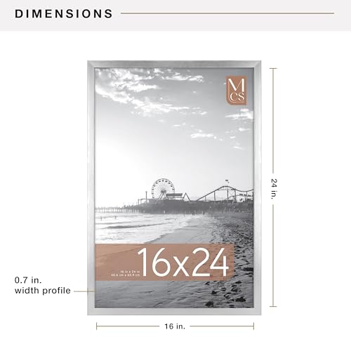Image of MCS Foundation 16x24 Poster Frame Traditional Silver, Vertical & Horizontal Wall Hanging Large Picture Frame for Photos, Posters & Art Prints (1-Pack)