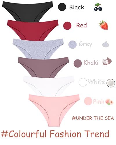 Image of UNDER THE SEA Cotton Underwear for Women 6 Pack Sexy Bikini High Cut Breathbale Cheeky Panties Underwear Womens Lingerie