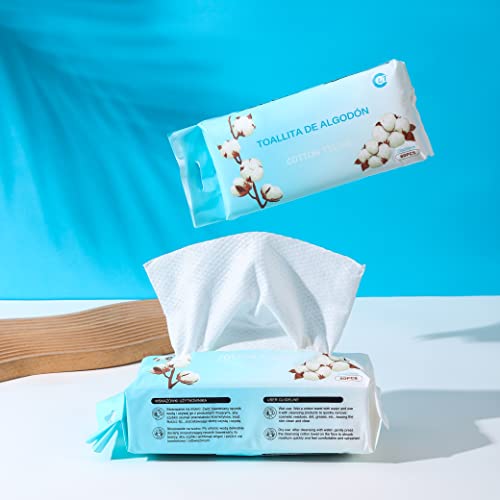 Toallitas secas de algodón 100%, Uso seco o mojado, Suaves y sensibles, Hipoalergénicas Extra fuertes y absorbentes. (6)