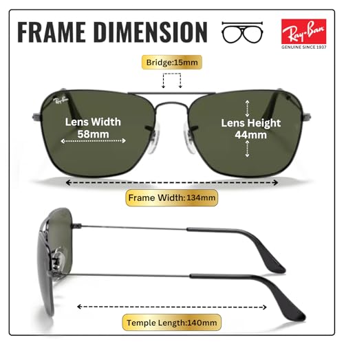 Image of Ray-Ban RB3136 CARAVAN Square Shaped Sunglasses for Men & Women with Official RAYBAN Eyewear Kit