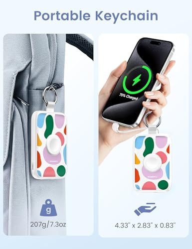 Image of RORRY CharmGo Portable Charger, 10000mAh 20W Fast Charging Portable Charger Power Bank with Built in Cables, Travel Battery Pack for iPhone 17 /16 /15 /14 /13 /12 and Apple Watch, Graffiti