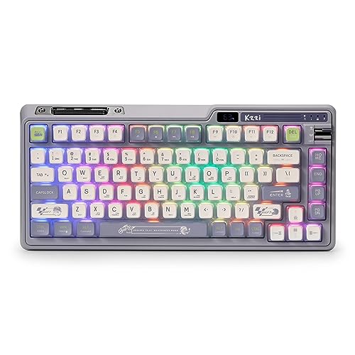 KZZI K75 PRO RGB 75% Wireless Gasket Mechanical Keyboard, Triple Mode Bluetooth 5.0/2.4G/USB-C 82 Keys Hot Swappable Gaming Keyboard w/Knob & Power Display, Custom Linear Switches, Knight Gray
