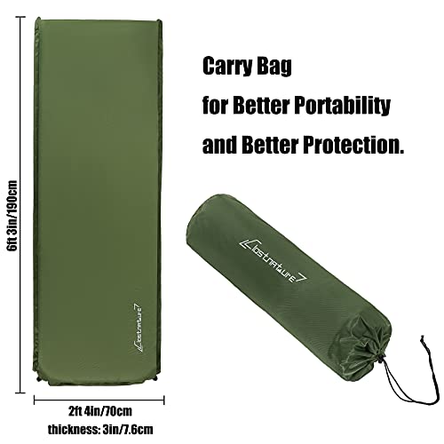 Self Inflating Sleeping Pad for Camping - 1.5/2/3 inch Camping Pad, Lightweight Inflatable Camping Mattress Pad, Insulated Foam Sleeping Mat for Backpacking, Tent, Hammock