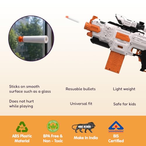Image of 100 Soft Foam Bullets Combo | 7.2x1.2cm | for Alpha Striker (50 Suction Sticky + 50 Standard) Refill Darts for Toy Gun, Safe Kids Ammo, Indoor Outdoor Shooting Toy Accessories