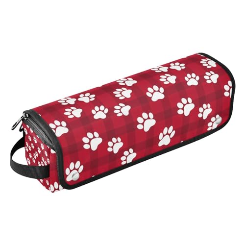 Organizador 2 en 1 para Herramientas de Cabello con Almohadilla Resistente al Calor Color Cuadro Rojo a Cuadros