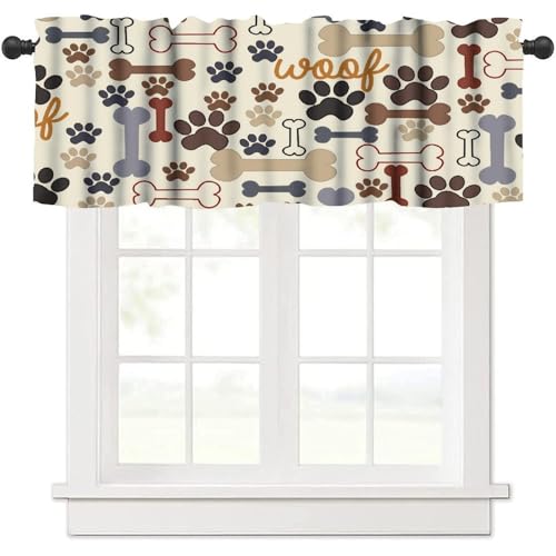ICMOLYYENLO Dog Paw Window Valance Cute Paw Print Kitchen Valance