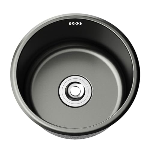 LOVIVER Évier de Cuisine en Acier Inoxydable 304, Évier Noir avec Trou de Vidange, Petit Rond, Robuste, Drainage Rapide, 28x28x18 cm, évier de Bar