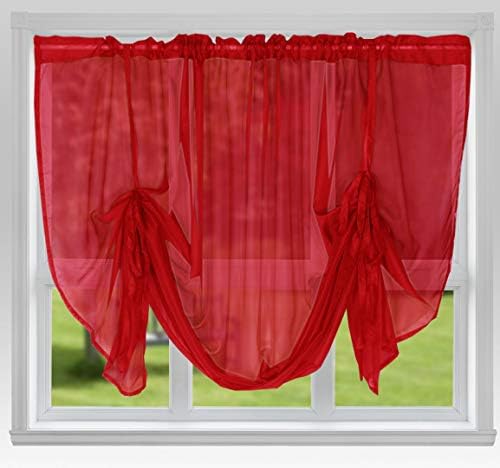 SIMPVALE Voile Tie-Up Curtain - Sheer Roman Shade With Embroidery, Grey, 80x120cm, Rod Pocket For Bedroom, Kitchen, Bathroom - View #7