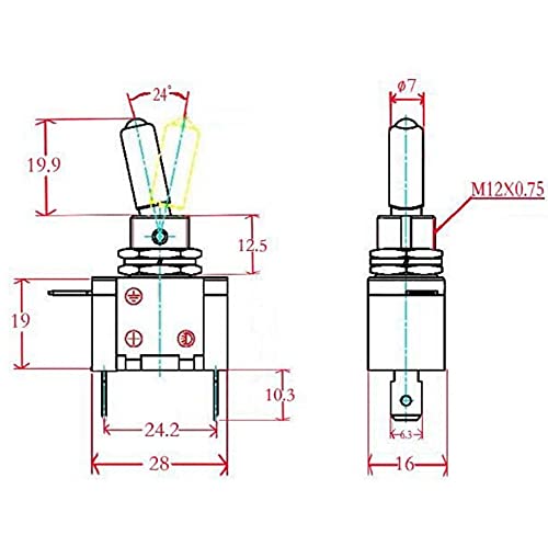 Auto Car Boat Truck Illuminated Led Toggle Switch with Safety Aircraft Flip Up Cover Guard White 12V20A Carbon Cover(1 Set)