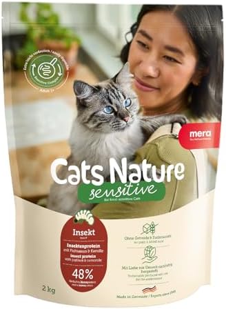 MERA Cats Nature Sensitive Insekt 2kg Katzenfutter trocken ohne Getreide | Hochwertige Rezeptur mit hohem Proteinanteil - Alleinfuttermittel, Monoprotein, magenschonend, Familienun