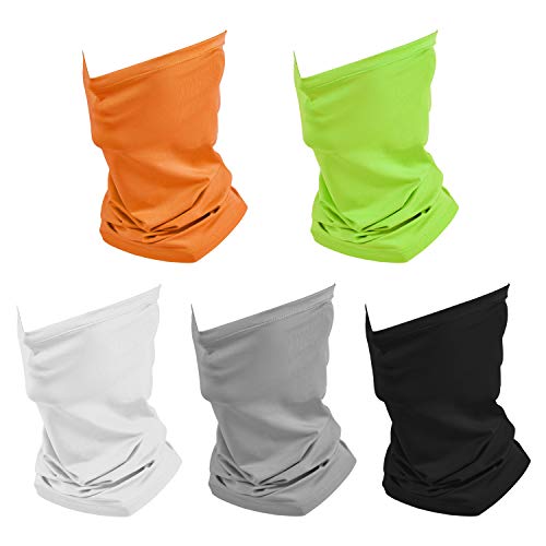 Retail Sign Systems 5 Pack Summer Neck Bandana UV Sun Protection, Unisex Elastic