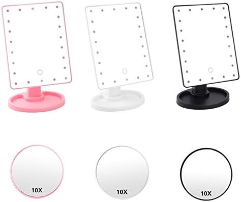 LED Touch Sn 22 Light Makeup Mirror Desktop Make up 10X Magnifying Beauty Vanity Mirror Lighting Detachable/Storage Base (Color : C)