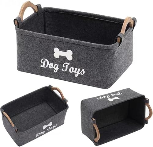TSQZE Aufbewahrungskorb Für Hundespielzeug, Filz Aufbewahrungsbox, Faltbare Spielzeugkiste Für Hund Mit Griff, Für in Dem Tierbedarf Und Haustierspielzeug Aufbewahrt Werden