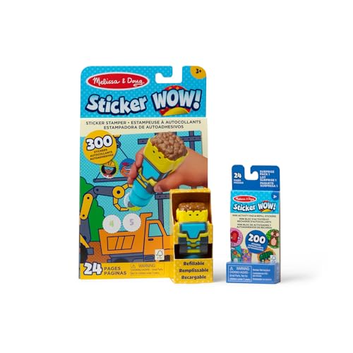 Melissa & Doug Sticker Wow!™ Paquete de Excavadora : Cuaderno de Actividades de 24 páginas, estampador de Pegatinas, 500 Pegatinas, Juguete antiestrés de Manualidades con Personaje Coleccionable
