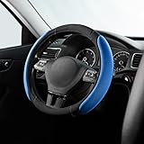 Skechers Steering Wheel Cover, Memory Foam Car Steering Wheel Cover,14.5-15inch Anti-Slip Safety Comfortable Desgin, Universal Accessory for Diverse Cars, Truck,SUV (Black & Blue)