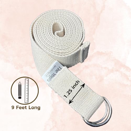 The Yogis 100% Cotton Yoga Belt – 9 Feet Extra Long Yoga Strap for Stretching, Alignment & Flexibility | Ideal for Iyengar Yoga, Therapy & Home Practice