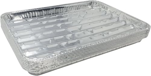 DCS Deals Pack of 15 Disposable Aluminum Broiler Pans - Good for BBQ, Grill Trays - Durable Aluminum Sheet Pans - Ribbed Bottom Surface - 13.40 DCS Deals Pack of 15 Disposable Aluminum Broiler Pans - Good for BBQ, Grill Trays - Durable Aluminum Sheet Pans - Ribbed Bottom Surface - 13.40