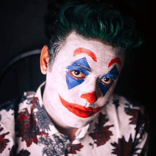 Mysense-Clown-Makeup-KitRed-White-and-Blue-Joker-Face-Body-Paint-StickCream-Facepaint-and-Green-Temporary-Hair-Color-Chalk-for-Halloween-Costume-Cosplay-Party-DIY