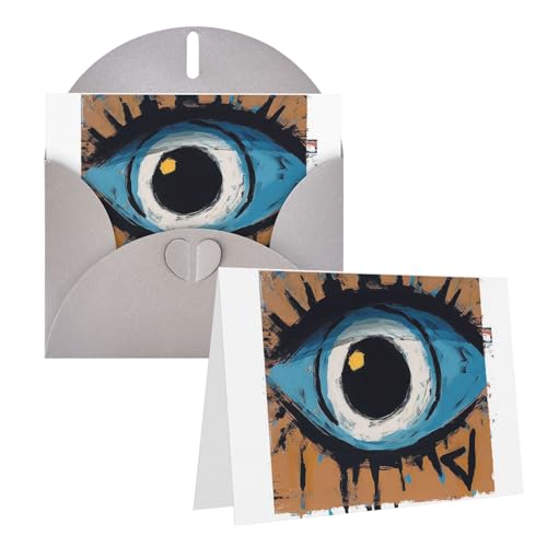 QMNEHJ グリーティングカード サンキューカード 封筒付き ブランクノートカード 4x6インチ バースデーカード 邪眼 ウェディングカード お悔やみカード おもしろい 思考カード あらゆる機会に