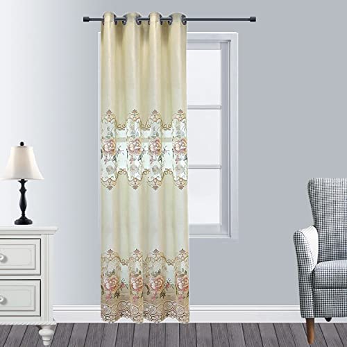 Wpkira Room Darkening Chenille Embroidered Floral Curtains Eyelet/Grommet Top European Luxury Curtain & Drapes For Living Room Energy Saving Thicken Window Curtain 1 Panel W40 X L84 Inch #TOP9