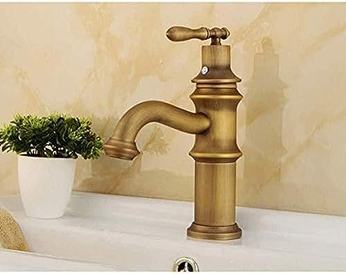 YQZQXWA Grifo de cocina de latón antiguo de latón antiguo, grifo de lavabo de latón con una sola mano, grifo de cubierta de un solo agujero, grifo frío y cálido, grifo de lavabo innovador