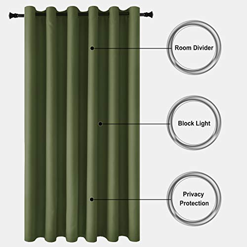 Image of DWCN Christmas Privacy Room Divider Blackout Curtain - Thermal Curtains for Patio Door, Living Room, Bedroom Partition, 1 Grommet Curtain Panel, 8.3ft Wide x 7ft Tall, Olive Green