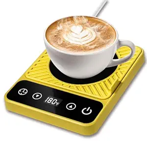 Coffee Warmer for Desk,Smart Coffee Cup Warmer with Automatic Shut Off,6 Temp Coffee Warmer Plate with Timer,Electric Beverage Mug Warmer Gifts for Coffee Lover Yellow
