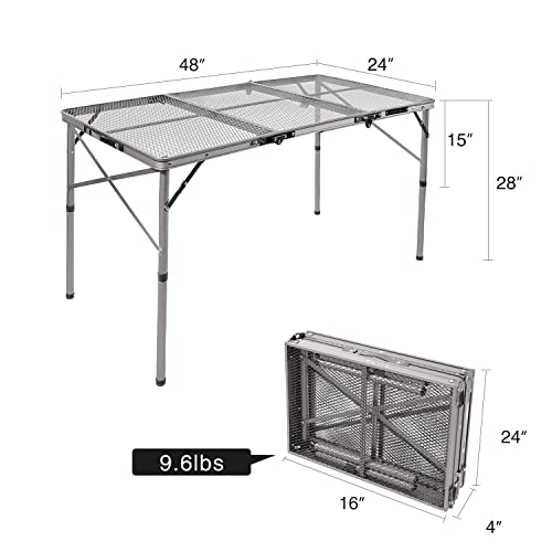 image for REDCAMP 48x24 Long Folding Grill Table for Outside, Lightweight Portab