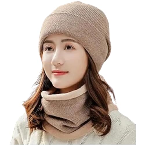 Zacharias Women’s Winter Woolen Cap with Neckmuffler/Neckwarmer (Free Size_Pack of 1)