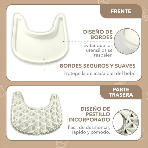 Miniatura 9 de Bandeja Para Tronas Altas Compatible Con La Silla Stokke Tripp Trapp, Diseño Ergonómico Curvado, Lechoso Mate, Sin Bpa, Fácil De Montar, No Compatible Con Platos De Succión