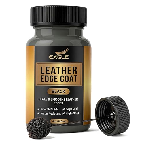 Black Leather Edge Coat for Leather Edges with Built-in Applicator for Purses Belts Shoes Couches Flexible Water-Resistant Finish Edge Sealer & Restorer (4oz)
