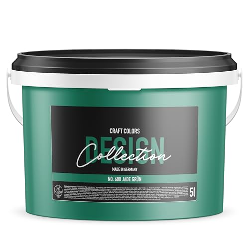 Craft Colors® 5L hochwertige Wandfarbe edelmatt, Kreidefarbe made in Germany, DESIGN Collection No. 688 Jade Grün