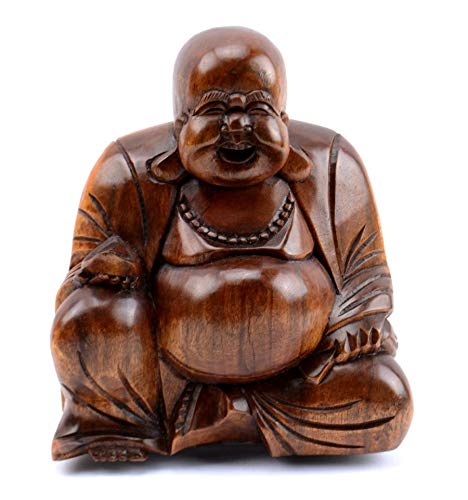 Artisanal Statuette du Bouddha Chinois en Bois sculpté 11cm