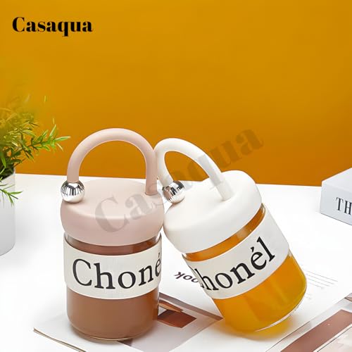 Image of Glass Water Mug with Silicone Sleeve & Handle - 500ml, Set of 1, Leakproof Portable Drinking Jar, Reusable Clear Glass Tumbler for Water, Juice, Coffee, Office, Gym & Travel