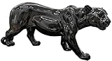 Casa Padrino Luxus Deko Skulptur Panther Schwarz H. 80 x H. 35 cm - Große Deko Figur - XXL Deko Skulptur - XXL Deko Figur - Wohnzimmer Deko - Garten Deko - Luxus Figuren