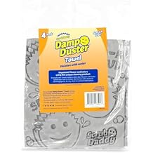 Scrub Daddy Damp Duster Towel - Durable Sponge-Like Dust Cleaner for Multisurface Dusting, Picking Up Pet Hair, Dirt & Grime of All Kinds - Reusable, Soft, Flexible, Absorbent Cleaning Supplies 4ct