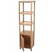 Produktbild Mendler Badregal HWC-B18, Badezimmer Badschrank Standregal mit Tür, Bambus - 140x36x34cm