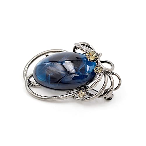 Brooch Blue Oval Resin Bead Brooch Elegant Vintage Brooch Women's Pin Accessories Coat Accessories Dress Accessories (Color : A, Size #TOP3