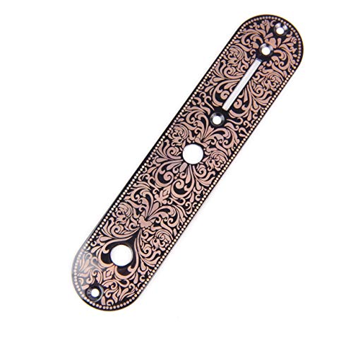 Replacment Metal Guitar Control Plate For Tele, Engraved Scrolls Copper