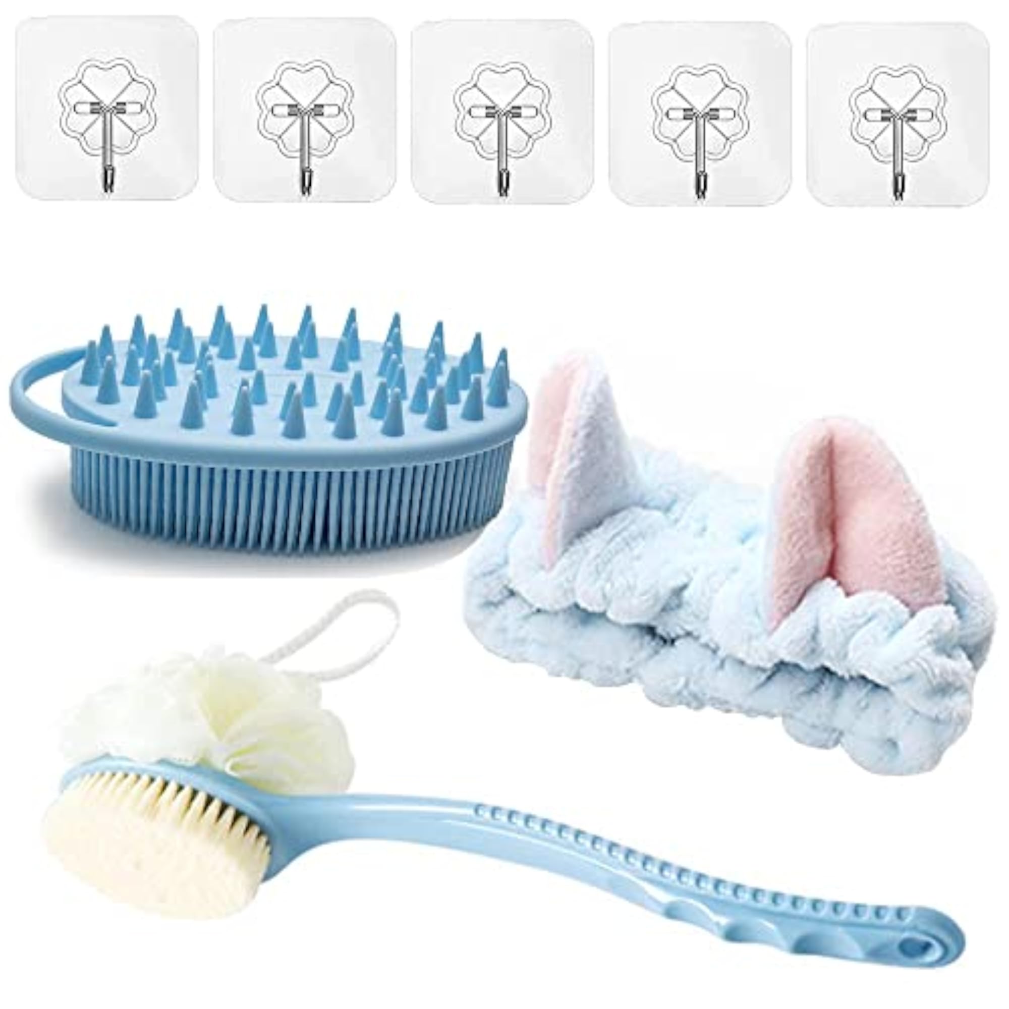 Bath Body Brush Back Washer Mesh Sponge Set