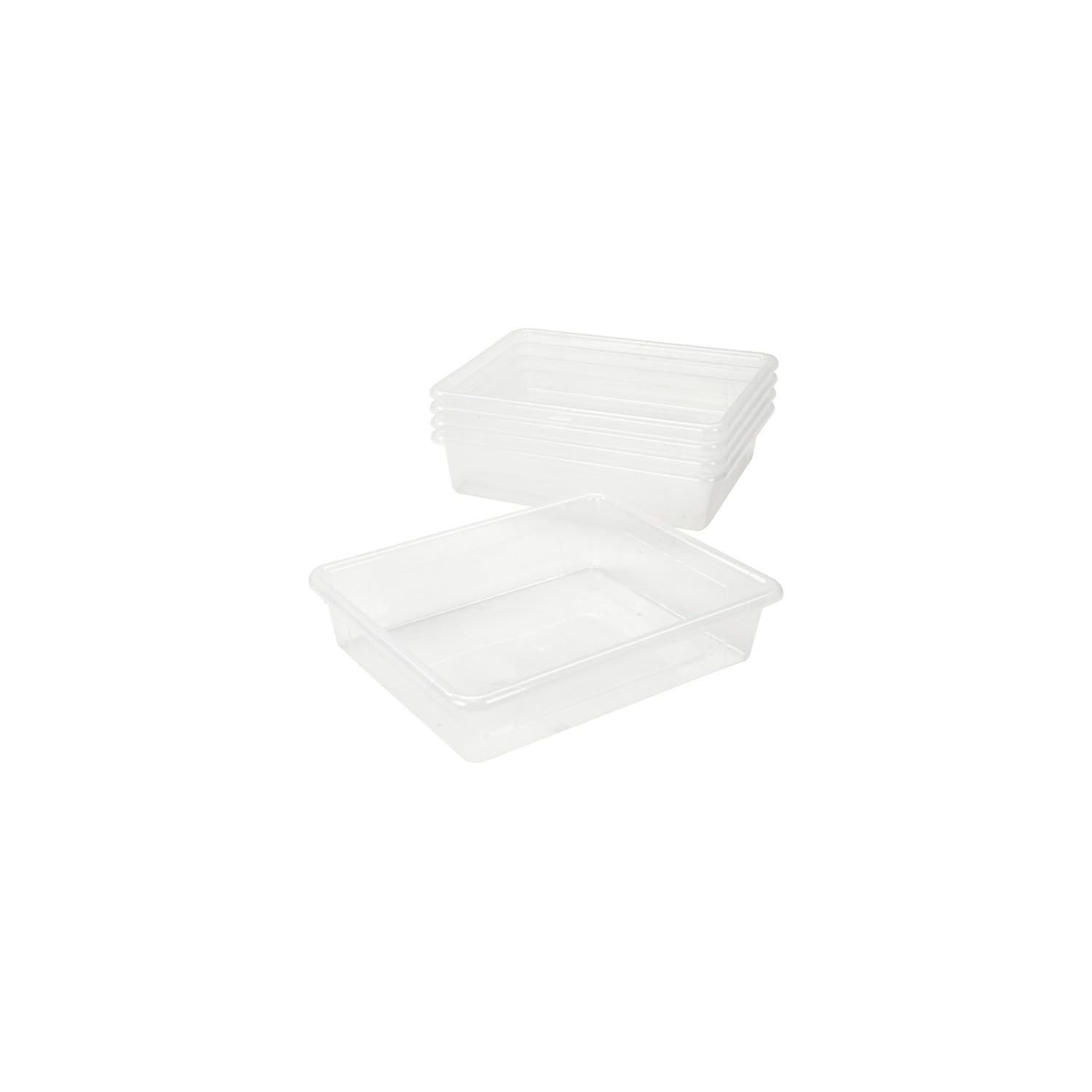 Storex Flat Storage Tray, Letter Size, 10 x 13 x 3 Inches, Unbreakable Clear, 5-Pack