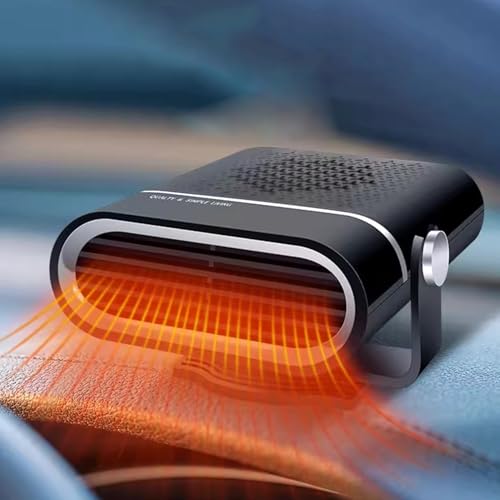 BNOYONERAS Descongelante portátil para Coche, 12 V, antivaho, 2 en 1, calefacción/refrigeración, minicalefactor para Coche, con Enchufe, descongelador, Giratorio 360 °