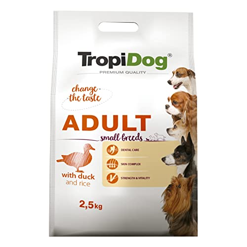 TROPIDOG Premium Adult Small Duck & Rice 2,5kg - Alimento con Pato y arroz para Perros Adultos de Razas pequeñas