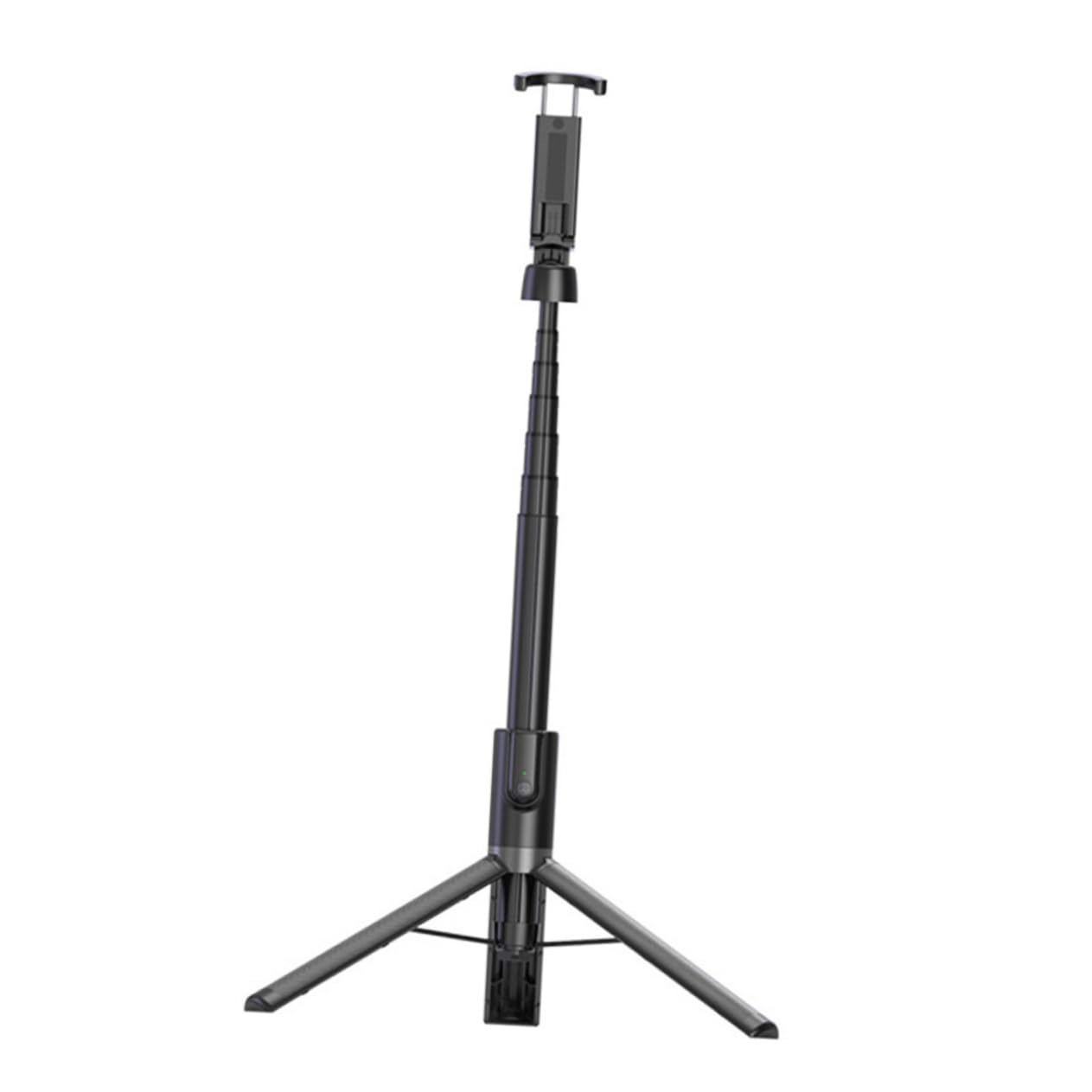 Treppiede Selfie Stick per Telefono Nero Lega di Alluminio Ab403