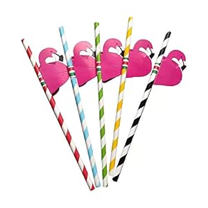 FLZONHUT 50 Stück Flamingo Papier Trinkhalme mit Flamingo Dekorationen,für Tropical Drinks Strand Geburtstag Hochzeit…