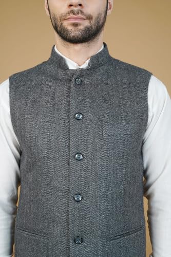 Image of WINTAGE Mens Tweed Wool Nehru Jacket
